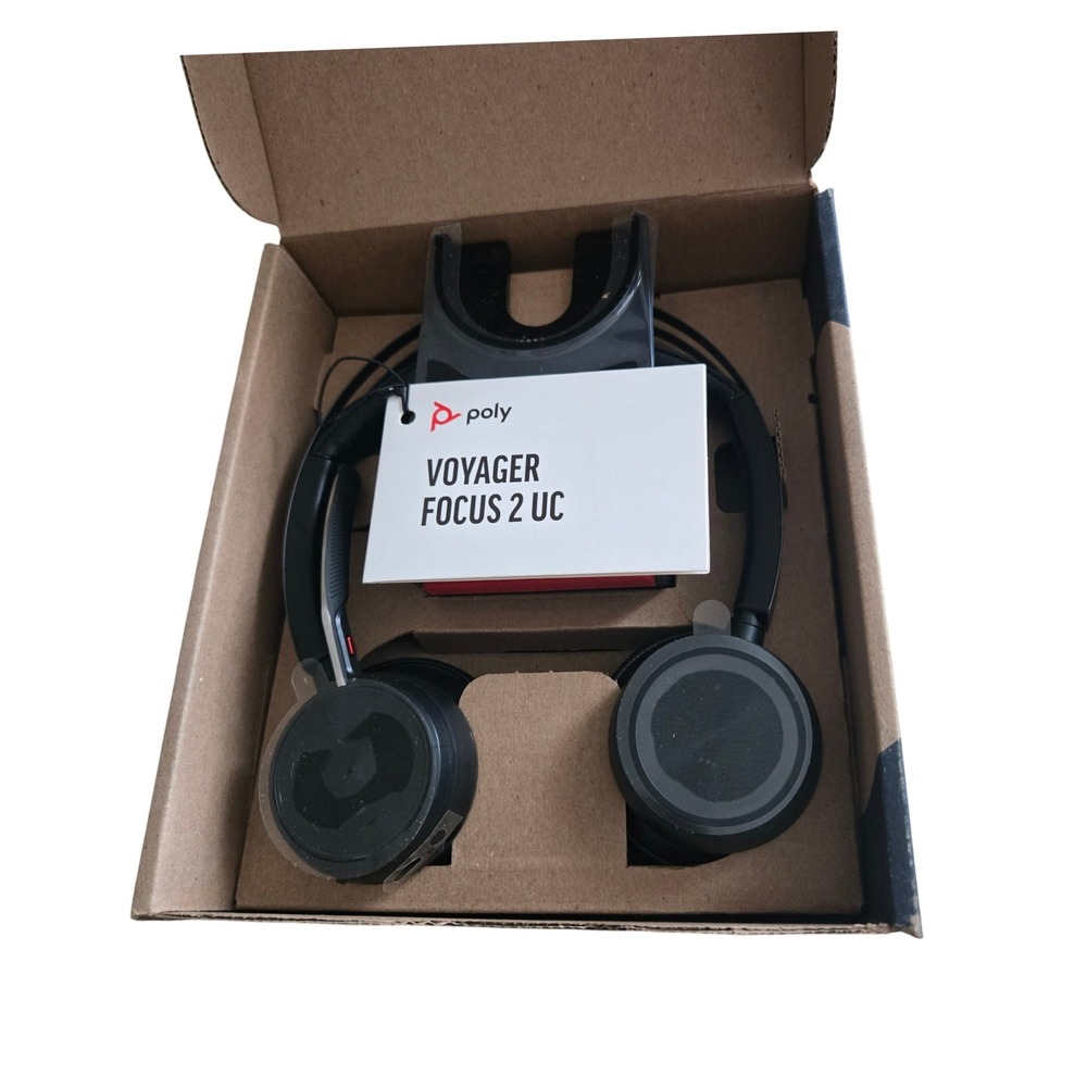 Poly Voyager Focus 2 UC Wireless Bluetooth Headset with Charge Stand  Black
